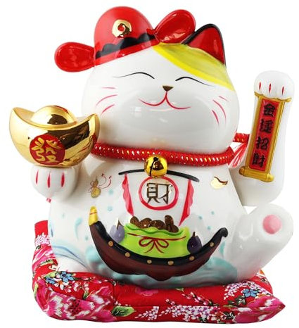 Freak Scene Glückskatze - Maneki-Neko - Winkekatze aus Porzellan 26 cm weiß - Maneki Neko