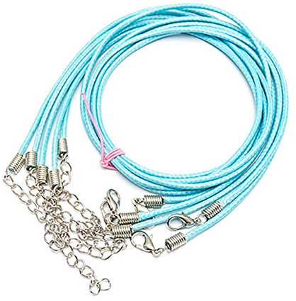LKXHarleya 50 Pcs Necklace Cord with Lobster Clasp, Leather Necklace Cord Bracelet Cord for Necklace Bracelet Jewelry Making, 45cm 2mm, Lake Blue