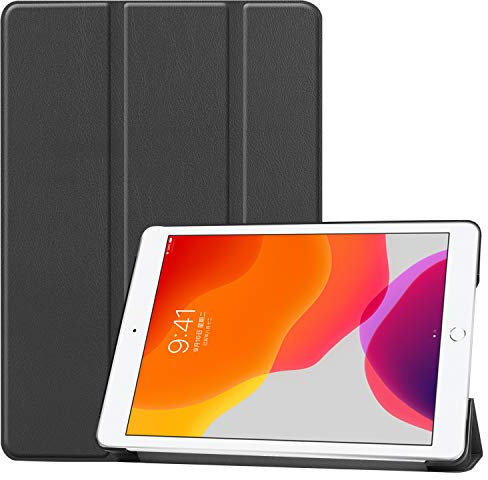 Case2go - Funda Compatible con Apple iPad 10.2 (2021/2020/2019) - con función de activación automática - Polipiel Caso - Negro