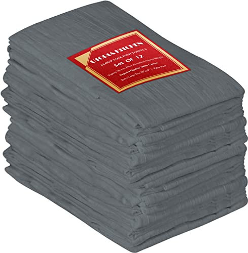 Utopia Kitchen Mehlsack-Geschirrtücher, 12 Stück, 71,1 x 71,1 cm, ringgesponnen, 100% Baumwolle, maschinenwaschbar – zum Reinigen und Trocknen – Hellgrau
