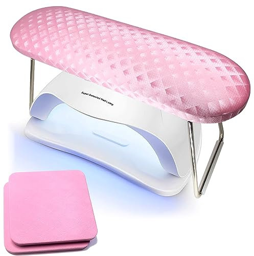 WOLINSPRING Nail Arm Rest, Hand Rest for Nail Microfiber Soft Leather Manicure Nail Rest with Non-Slip, Professional Hand Pillow Cushion Table Desk Station for Nail Techs Use (Pink)