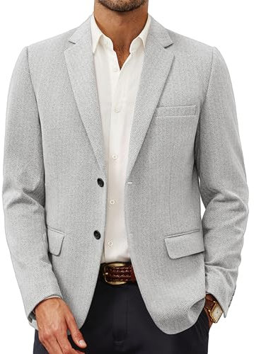 PJ PAUL JONES Veste Blazer légère à Chevrons pour Homme en Tricot décontracté - Gris - Taille M