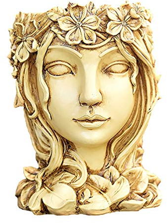 DOITOOL 1stk Blumentopf Göttin Kopf Pflanzer Sukkulente Übertopf Vase Gesicht Pflanzer Skulptur Vase Menschen Pflanzer Sukkulenten Pflanzer Harz Benutzerbild Drinnen Fräulein