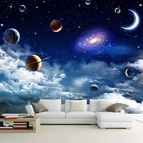 Papier Peint Panoramique Voie Lactée Planètes Ciel Étoilé , 400 x 280 cm Poster Geant Mural Personnalisé 3D Papier Peint pour Salon Chambre d'enfants restaurant XXL Moderne Décoration Murale