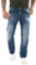 Rock Creek Herren Jeans Hose Comfort Fit Dicke Nähte Jeans Herrenjeans Herrenhose Denim Stonewashed Basic Weites Bein Raw RC-2369 Dunkelblau W33 L36