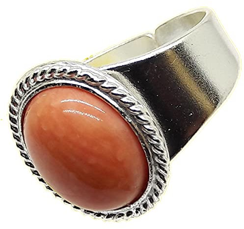 Generico Coralli di Sardegna Anello Corallo Rosa 10x12mm Filigrana Sarda Argento Cordino Fascia Aperta