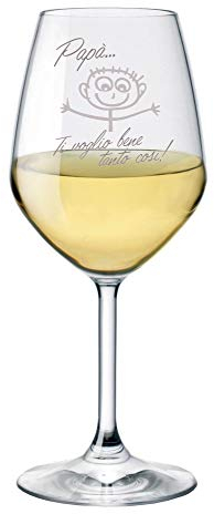 Calice da vino con incisione Papà - papà ti voglio bene tanto così!! - evento - festa del papà - capienza 500 ml
