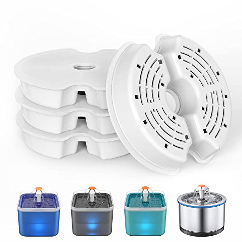 NICREW Ersatzfilter für Trinkbrunnen für Katzen und Hunde, Ersatzfilter mit Harz und Aktivkohle für Automatischen Trinkbrunnen Filter, Katzenbrunnen Filter 4 Stück