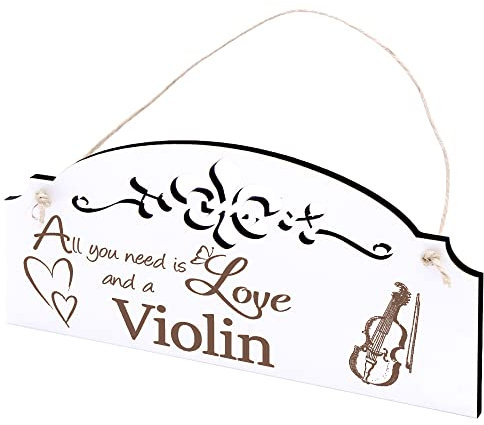 Schild Geige Deko 20x10cm - All you need is Love and a Violin - Holz Wanddeko Dekoration Wand
