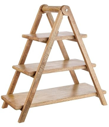 BUTLERS Etagere 3-stufig eckig mit abnehmbarem Dekotablett aus Holz -Mango Days- Serviergestell mit 3 Etagen | Servierständer für Brot, Obst, Kuchen | Etagenständer für Tisch- & Party Deko