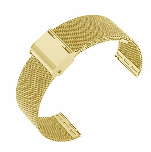 Quick Release Watch Strap,Mesh Woven Metal Watch Band Clasp for Men and Women,Universal Watchband for Smart Watches Fossil Watch strap and Seiko Watches (22mm, Gold)