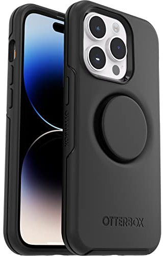 OtterBox Otter+Pop Case IPhone 14 Pro, Shockproof, Drop Proof, Protective Case With PopSockets PopGrip, 3x Tested To Military Standard, Antimicrobial, Black
