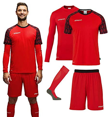 uhlsport Reaction Torwartset Kids rotschwarz, 164 Kinder
