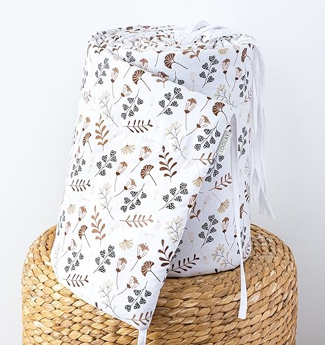 LOOLAY 100% BLUMENWIESE Braun Bettschutzgitter 420, 360, 210, 180 x 30 cm Bett Schutz Bettgitter Bettsprossen (210 x 30 cm BLUMENWIESE Braun)