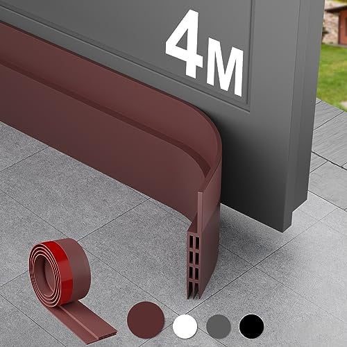 MARICATO 4 Stücke Türdichtung Zugluftstopper für Türen 400cm, Zuschneidbare Türdichtung Selbstklebend gegen Insekt, Türdichtung Unten für Schallschutz, Kälteschutz& Haustür Dichtung-Braun