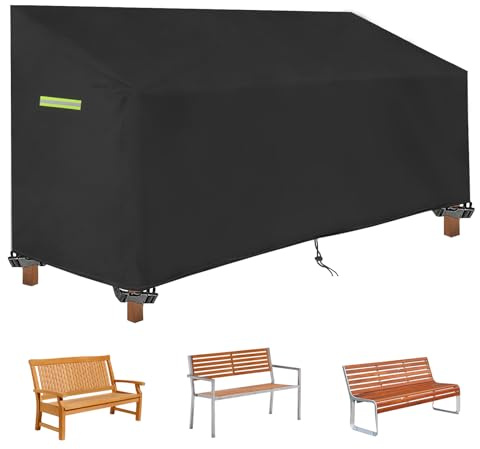MOZMY Gartenbank Abdeckung für 2-Sitzer, 135x67x65/91cm, 420D Oxford Schutzhülle Gartenbank Wasserdicht, Winddicht UV-Beständig Abdeckhaube Gartenbank