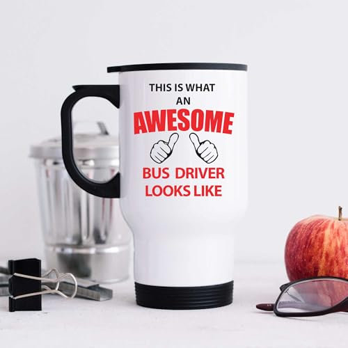 60 Second Makeover Limited Awesome Bus Driver Stainless Steel Travel Mug Flask for Hot Drink Bus Driver Gift Coffee Cup Travel Mug with Lid Thermal Cup Dishwasher Safe