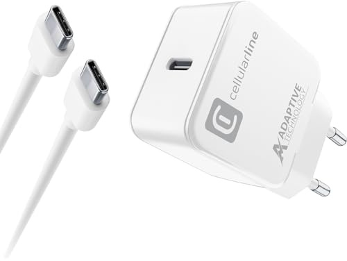 cellularline | USB-C Charger Kit 15W | USB-C-Ladegerät für Samsung – 15 W maximale Ausgangsleistung, 1 m – Weiß