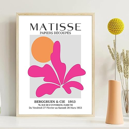 SDVIB Pink Orange Block Matisse Poster und Druckgrafik, Wandkunst, Bild, Liebe, Leinwandgemälde, nordische Heimdekoration, Wandgemälde, 50 x 70 cm, rahmenlos