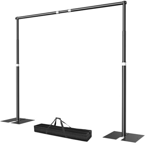 EMART Foto Hintergrund Ständer 2,6 x 3 m, Heavy Duty Fotohintergrund Ständer mit Metallstahlbasis, Verstellbarer Hintergrundsystem Fototudios für Fotografie Foto Video Studio Hochzeit, Party