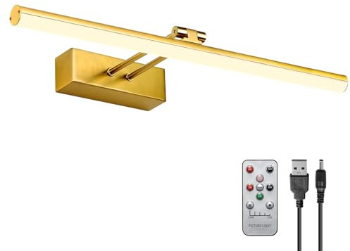 HOWMZON Picture Light, Battery Picture Lights with Remote of Timer and Dimmable, 20 Metal Art Light for Paintings,Display Lamp for Wall Gallery Dartboard Portrait Frame Artwork (Copper)