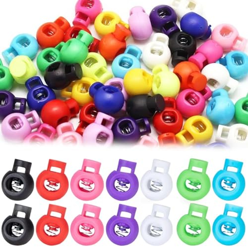BCBF 70 Pièces Stop Cordon, Bouchon De Cordon en Plastique, Bloque Lacet, Serrure À Cordon À Trou Unique, Arret De Cordon pour Lacets Vêtements Sacs À Dos Artisanat (7 Couleurs)