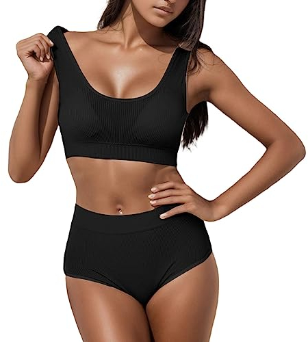 Briskorry Nahtlose Unterwäsche für Damen, Solide Bralette und Set Große Brüste BH Und Slip Weich Reizwäsche Lingerie Frauen Zweiteiliger Bequem Atmungsaktiv Dessous
