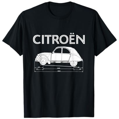 Citroën 2CV Dimensions Schéma Blanc T-Shirt
