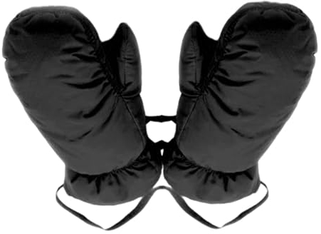 Dickly Radfahren Herren Daunenhandschuhe Damen Herbst Winter warme verdickte Daunen Skihandschuhe Fäustlinge Lanyard Handschuhe für Winter, Radfahren, Ski, Schwarz