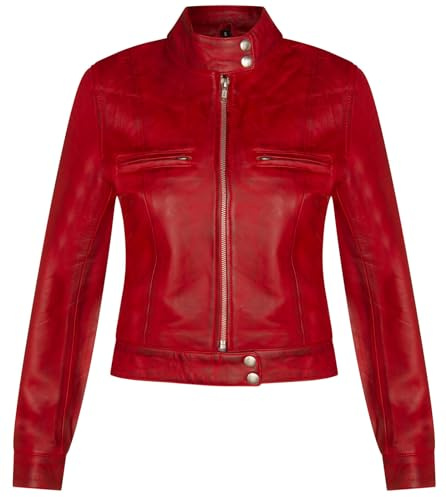 Infinity Leather Damen Schlichtes Leder Biker-Motorradjacke