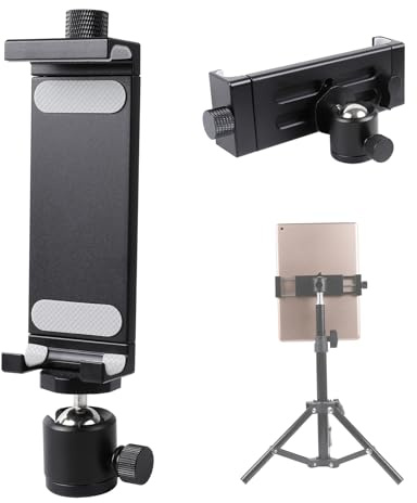 Aluminum Tripod Mount Adapter - Rotatable Tablet Holder for iPad/Mini, Pro, Samsung Tab & Other 4.7'-15' Tablets