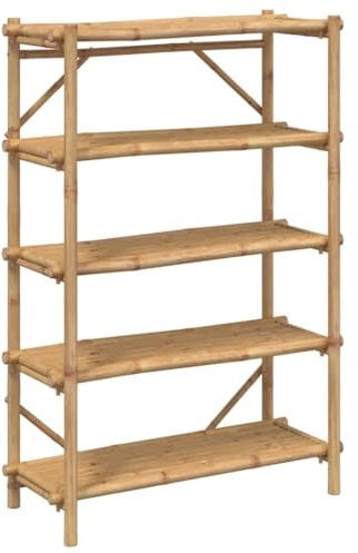 vidaXL Regal mit 5 Böden, Bücherregal mit Stauraum, Standregal für Bad Wohnzimmer Schlafzimmer, Badregal Lagerregal Küchenregal, Retro-Stil, Bambus