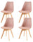 EGGREE Esszimmerstühle 4er Set mit Eichenbeinen Holz SGS Geprüft, Stühle Skandinavisch Design Modern Gepolsterter Küchenstühle Esszimmer Stuhl Holz, Rauchrosa