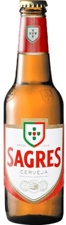 Sagres Cerveja 24 x 0,33l- Das Lager Bier aus Portugal mit 5% Vol.- Inklusive Haus der Biere Berlin Bierdeckel