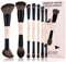 Jessup Brochas de Maquillaje Doble Punta,14 en 7 Pinceles Maquillaje de Doble Cara para Base,Difuminado,Rubor,Sombra de ojos,Contorno y Polvos Faciales Brochas Maquillaje Ojos Peach Dust T600