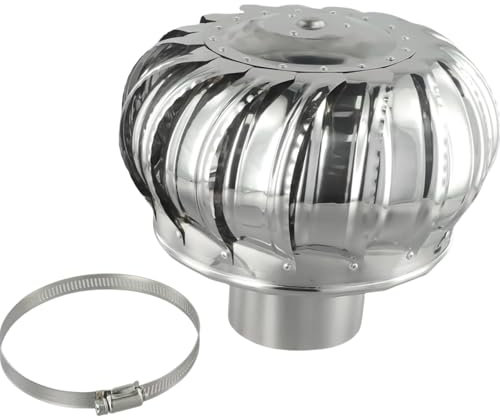 LOJAX Drehbarer Schornsteinaufsatz aus Edelstahl, Wind- und regensicher, Entlüftungskanal-Regenaufsatz, stromloser Hauben-Dachventilator
