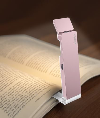 VTIGER Leselicht, USB wiederaufladbares Buchlicht zum Lesen im Bett, Clip-on LED Leseleuchte, 3 Bernstein Farben&4 Helligkeit Dimmbar,langlebige tragbare Lesezeichen Lampe für Buch Liebhaber,Kinder