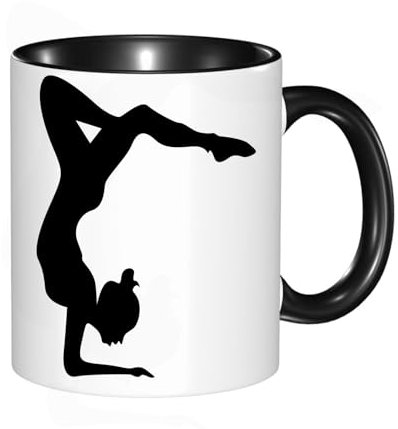 reyawdf Original Tasse mit lustigem Design,Gymnastik-Pose-Handstand-Mädchen-Silhouette,330ml, für Kaffee- und Teeliebhaber, als Geschenk für Weihnachten, Geburtstag und mehr