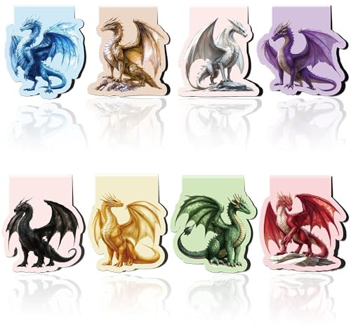 Magnetische Lesezeichen mit coolem Drachen: 8 Stück, leistungsstarker Drache mit Flügeln, Magnet-Lesezeichen-Clips, Geschenk für Männer, Jungen, Kinder, Buchliebhaber, Büro, Schulbedarf