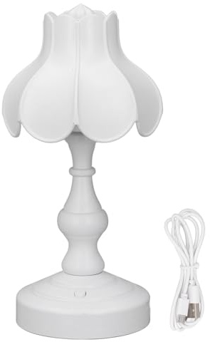 Depisuta Blumen-Tischlampe, Wiederaufladbar, Niedliche Nachttischlampe, Vintage-Lampe, Augenschonende LED-Leselampe, Kabellose Tischlampe, Vintage-Blumen-Nachtlicht für Schlafzimmer,