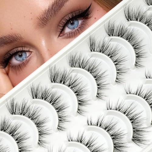 3D Faux Cils Naturel Lashes-Wispy Fake Lashes Cat Eye 10 Paris Soft and Comfortable D Curl 100% Handmade DIY by Obeyalash (3D-FF4)