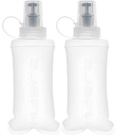 WRELS 2x 150ml Soft Flask Running Bottles BPA Free Collapsible Water Bottle for Running Vest Portable Folding Hydration flask for Traveling Hiking Marathon Cycling