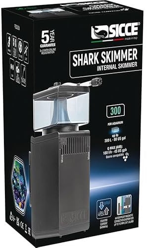 Sicce Compact Aquarium Fish Tank Shark Ultra Quiet Internal Protein Skimmer 300