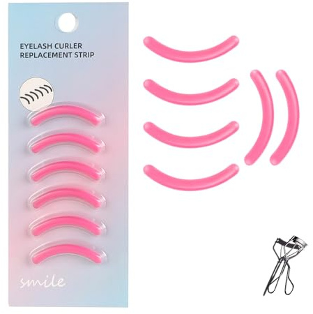 Wimpernzange, Reise-Design, kompatibel mit Shiseido, Silikon-Wimpernzange aus weichem Gummi, Nachfüllpackung für einfachen Transport, 6 Stück, Rosa