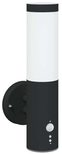 vidaXL Outdoor Wall Light Black 15 x 7.5 x 33 cm | Sleek cylindrical shape with a matte finish, Uses LED tech for low energy use, IP44 rating offers splash and dust protection