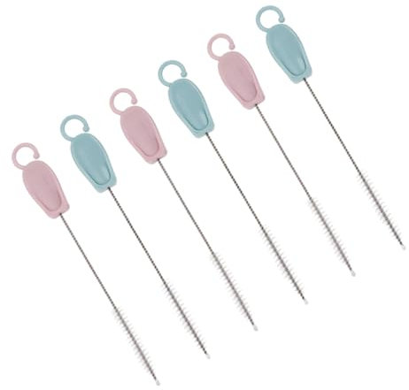 Yardwe 6pcs Durable Stainless Steel Straw Brush with Nylon Bristles Versatile Cleaner for Bottles Straws and Hard to Reach Areas Dishwasher Safe Practical Reusable Tool