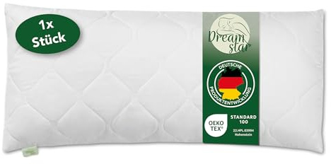 DREAMSTAR Kopfkissen 40 x 80 cm ORIGINAL 450g Kissen-Füllung | MEDIUM Kissen mit Reißverschluss zum Anpassen | waschbar bis 60 Grad | Allergiker geeignet | 40 x 80 cm