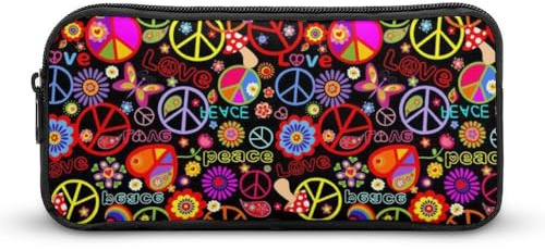 JiuPopular Federmäppchen, Peace and LoveStationery Tasche verwendet als Federmäppchen für Büro und Schule, Business-Reisetasche oder kleine Werkzeugbox, Mädchen Make-up-Tasche