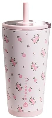 HydroJug Everyday Tumbler 20 oz – Ceramic-Lined Insulated Tumbler with Straw and Soft-Touch Lid, Cup Holder Friendly, Double-Wall Vacuum Insulation, Reusable Travel Cup – Wildrose