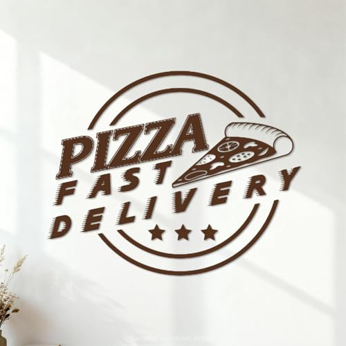 Stickers artistiques en vinyle Livraison rapide de pizzas, pizzeria et restaurant. 35x43.4cm Personnalisation Café